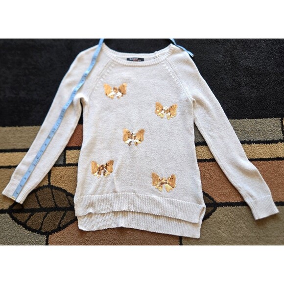 Sugar Rush Girls Size Large Mint Sweater with Silver Sequence Stars - Picture 5 of 5